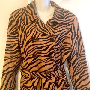 Kate Hill animal print trench coat size 16 perfect condition 100% cotton